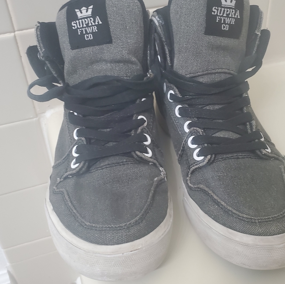 Gray high top Supras